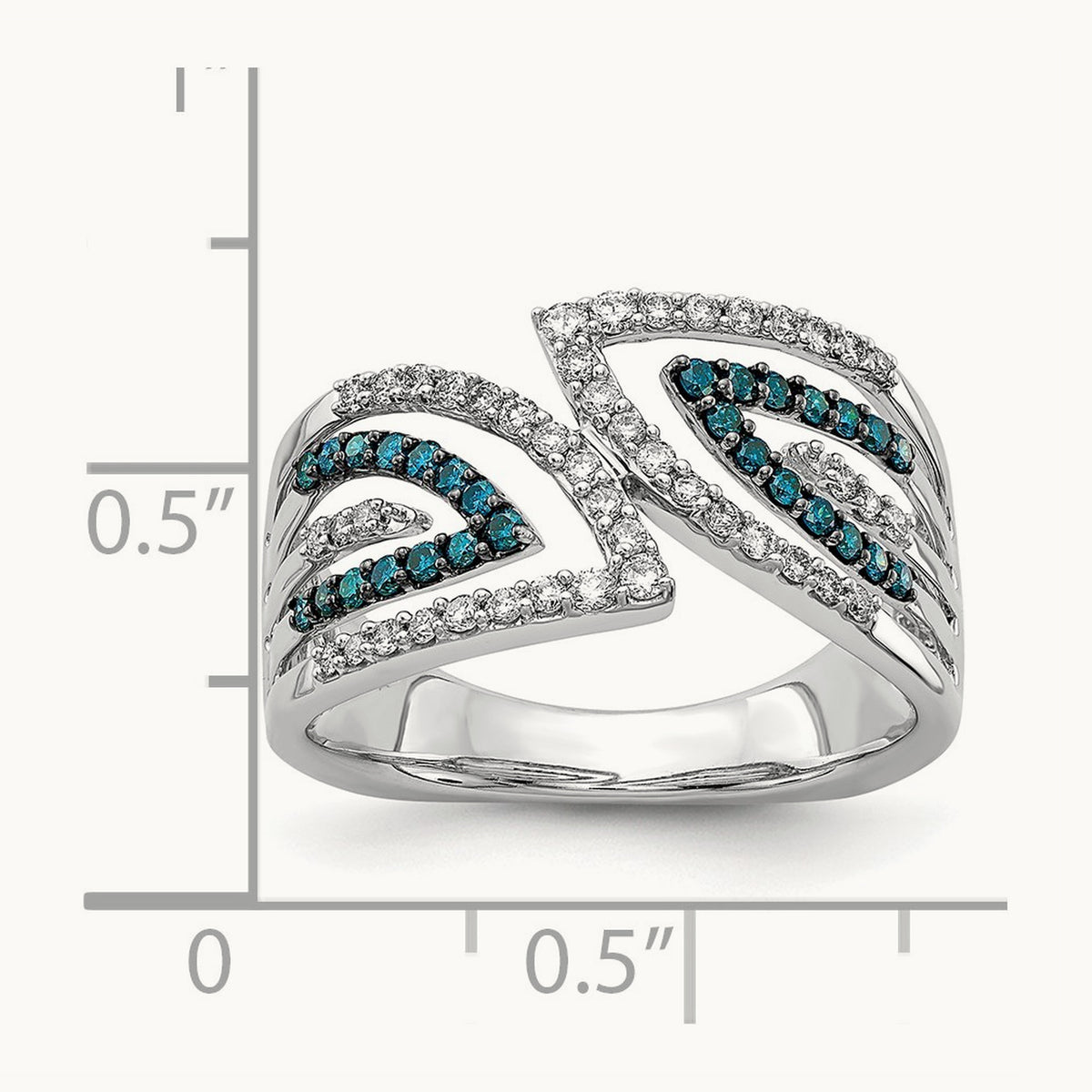 Blue/White Fancy Diamond Ring, 14K White Gold