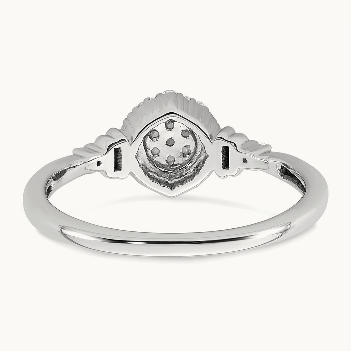 Complete Diamond Round Cluster Halo Engagement Ring, 1.4mm thick — 14K White Gold