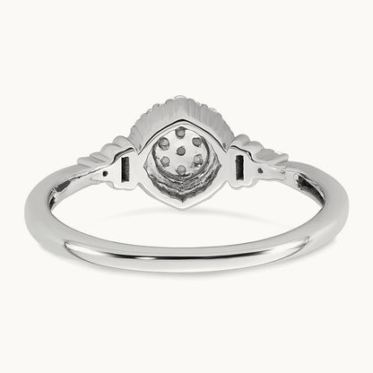 Complete Diamond Round Cluster Halo Engagement Ring, 1.4mm thick — 14K White Gold