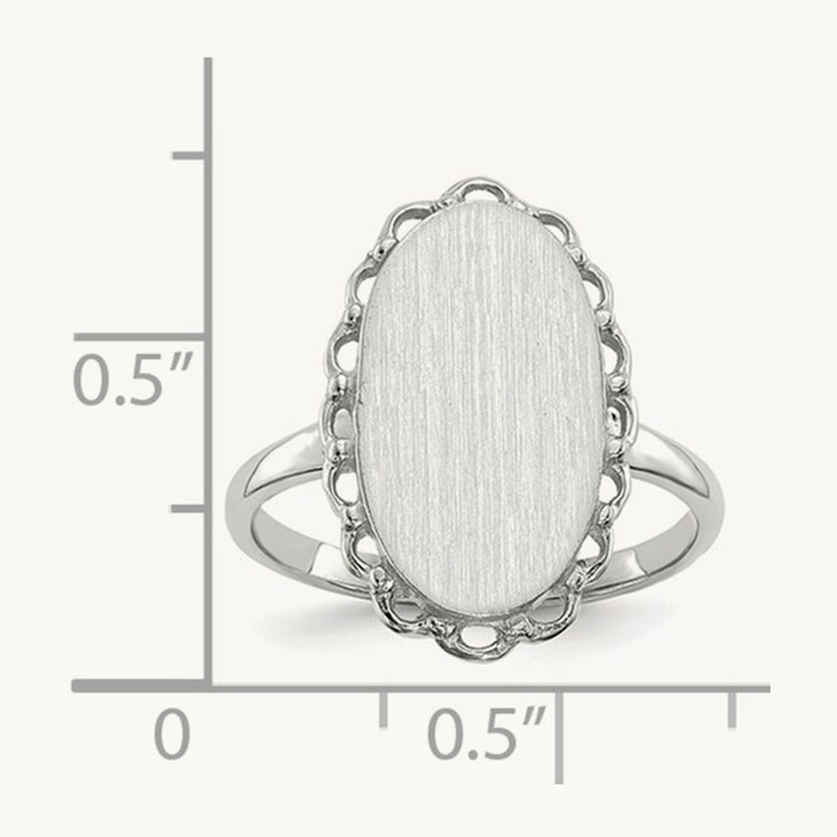 10.5x14. Open Back Signet Ring, 0mm, 14K White Gold