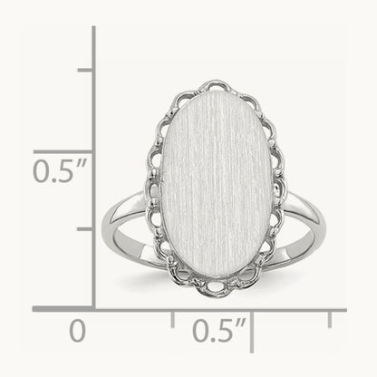 10.5x14. Open Back Signet Ring, 0mm, 14K White Gold