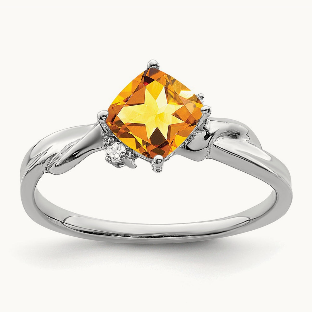 Cushion Citrine and Diamond Ring — photo set