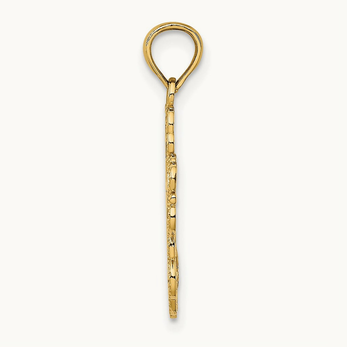 Beaded Lace Trim Cross Charm, 14K