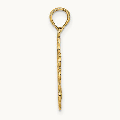 Beaded Lace Trim Cross Charm, 14K