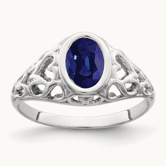 7x5mm Oval Sapphire ring, 14K White Gold