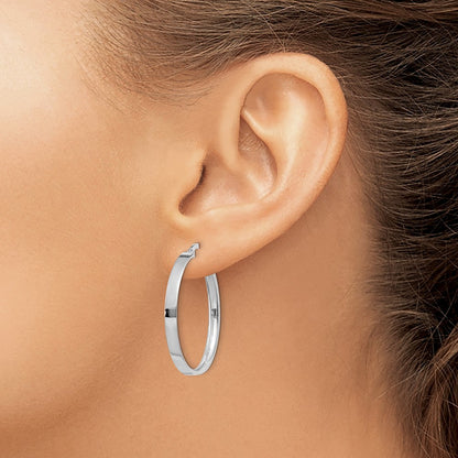 Large Hoop Earrings — 14K White Gold, 3mm