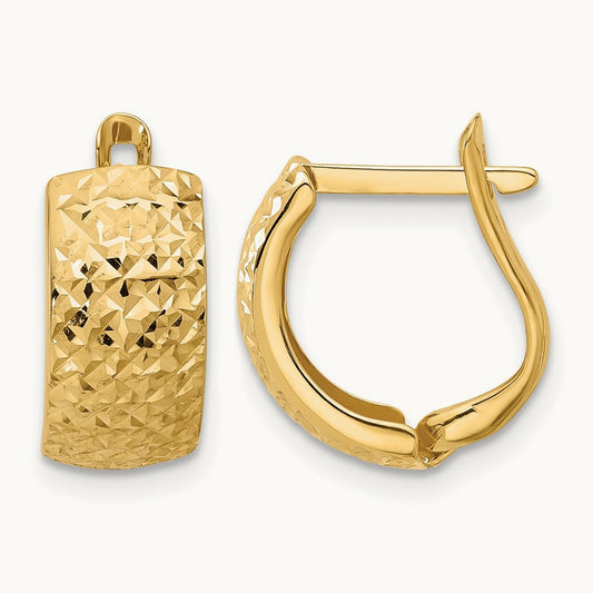 Polished and Diamond-cut Omega Back Earrings — 10K Yellow Gold