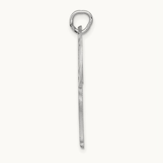 Solid Satin Diamond-cut Flat-Backed Giraffe Charm, 14K White Gold