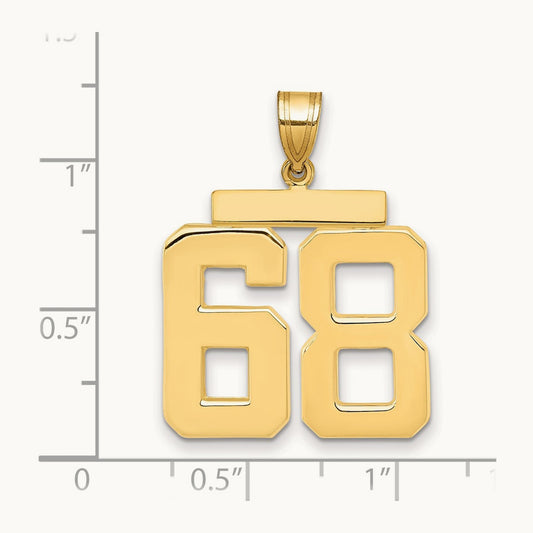Large Polished Number 68 Charm, 14K