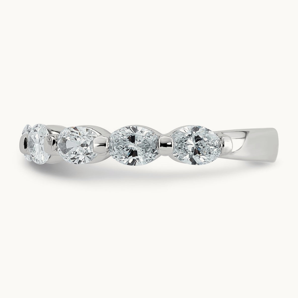Oval Shape Stones Wedding Band, 1.25-1.75 ct tw Lab-Grown Diamond — 1 3/4 ct, 14K White Gold