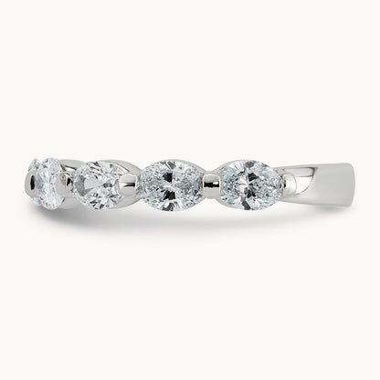 Oval Shape Stones Wedding Band, 1.25-1.75 ct tw Lab-Grown Diamond — 1 3/4 ct, 14K White Gold