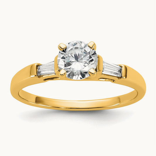 Setting: Gold 3-Stone Diamond Peg Set Engagement Ring, No Head — 14K Yellow Gold