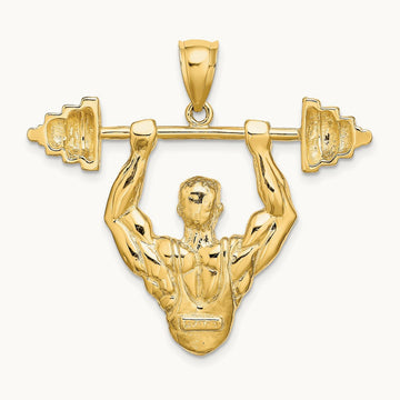 Bodybuilder Pendant, 14K
