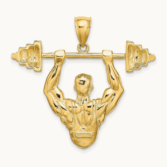 Bodybuilder Pendant, 14K