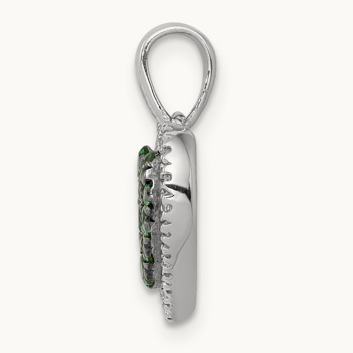 w/Black Rhodium Diamond/Emerald Heart Pendant, 14K White Gold