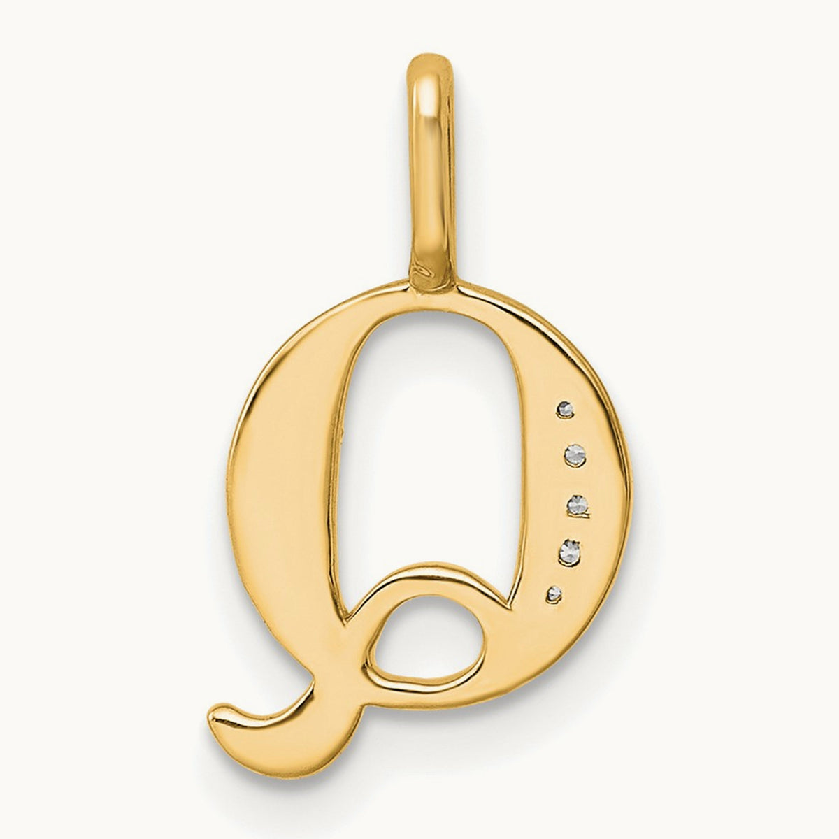 Diamond Letter Q Initial Pendant, 14K