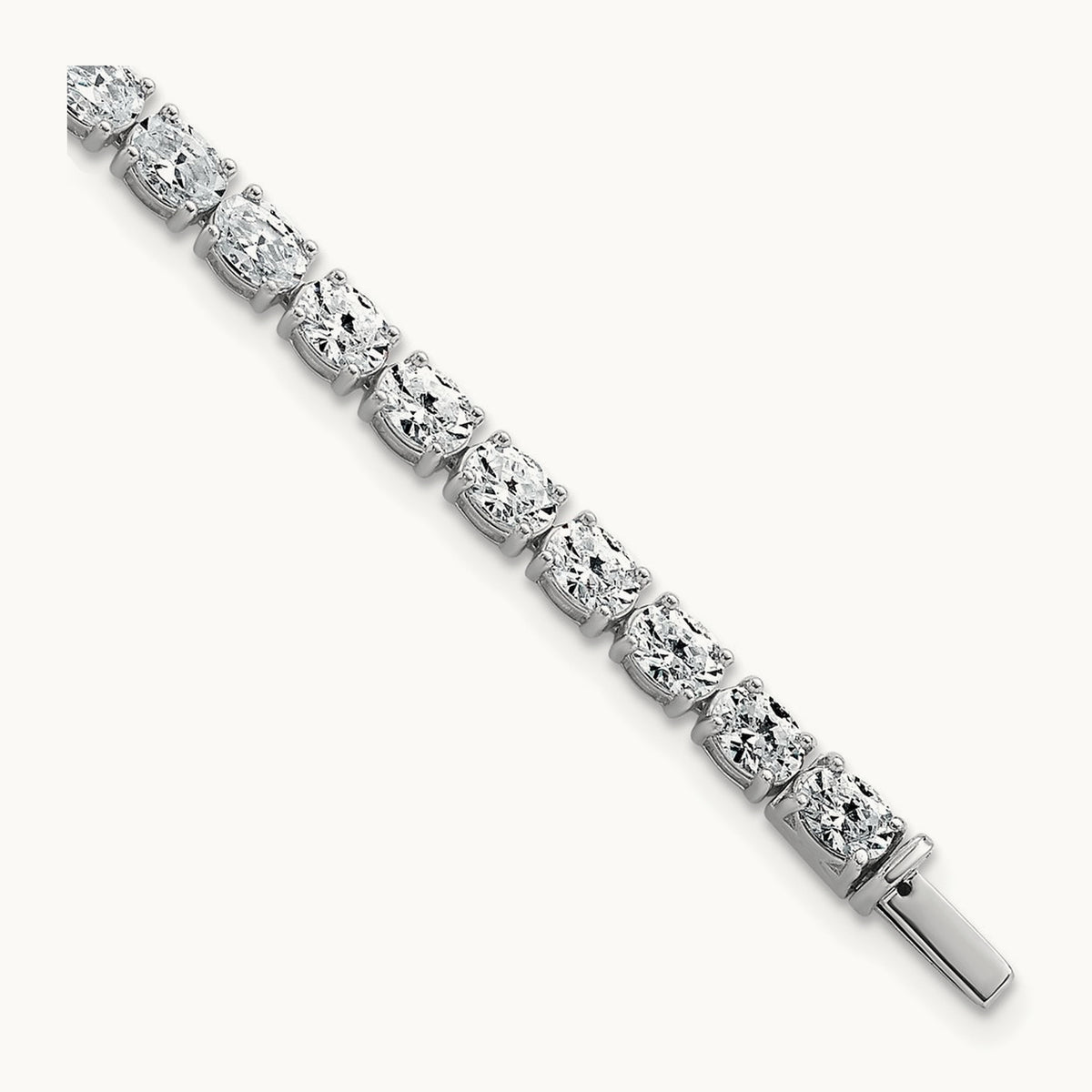 Oval Tennis Bracelet, 9.75 ct tw Lab-Grown Diamond — 14K White Gold
