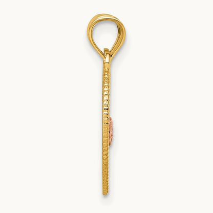 Break Apart Heart With Te Amo And Roses Pendant, 14K Two-tone