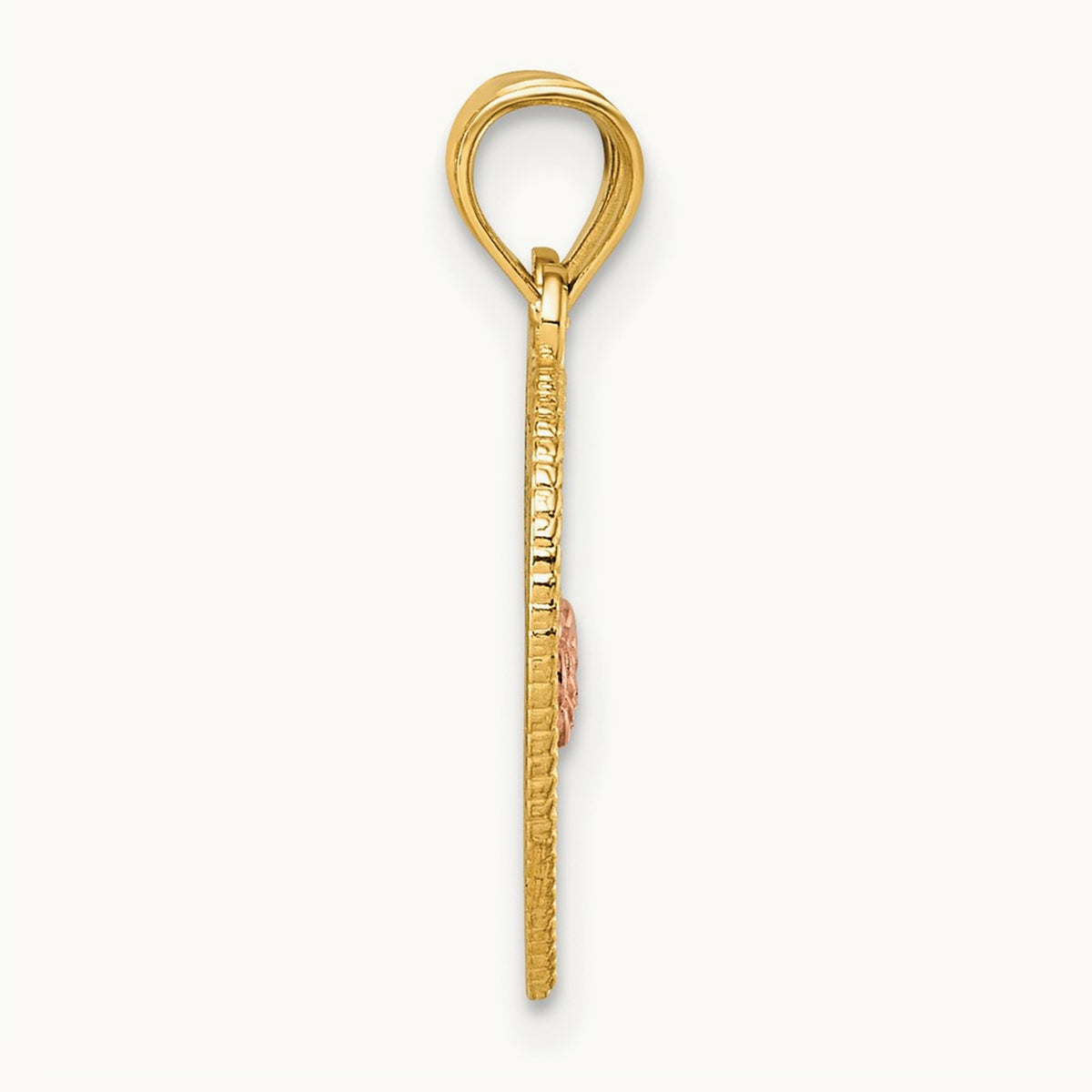 Break Apart Heart With Te Amo And Roses Pendant, 14K Two-tone