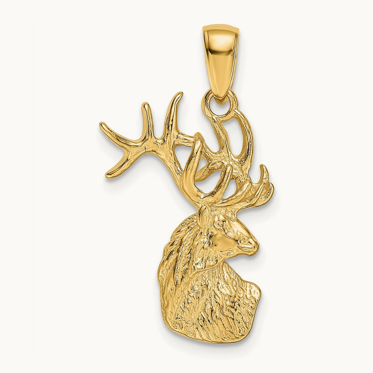 Polished Deer Head Charm, 14K