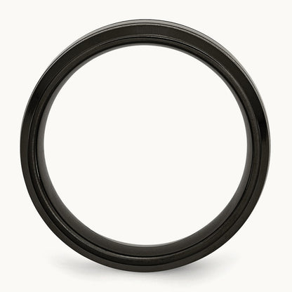 Brushed and Polished Black IP-plated Grooved Band — photo set