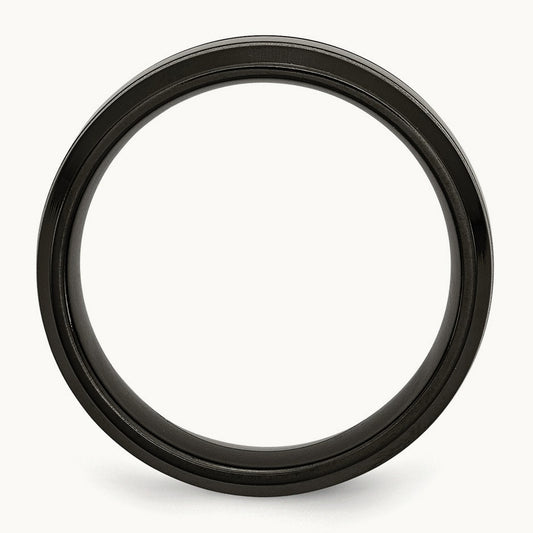 Brushed and Polished Black IP-plated Grooved Band — photo set