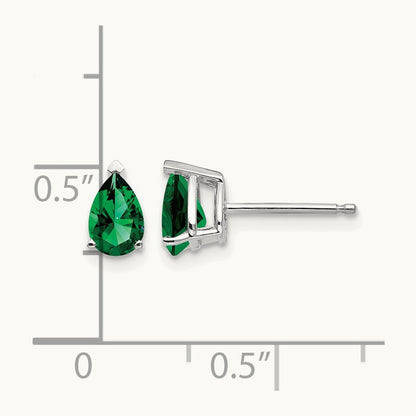 Mount St. Helens Pear Stud Earrings, 14K White Gold