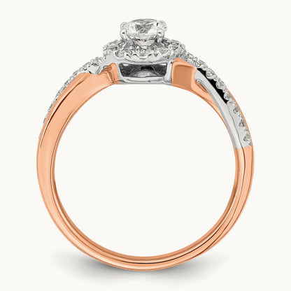 Round Fancy Halo Engagement Ring, 0.50 ct tw Lab-Grown Diamond