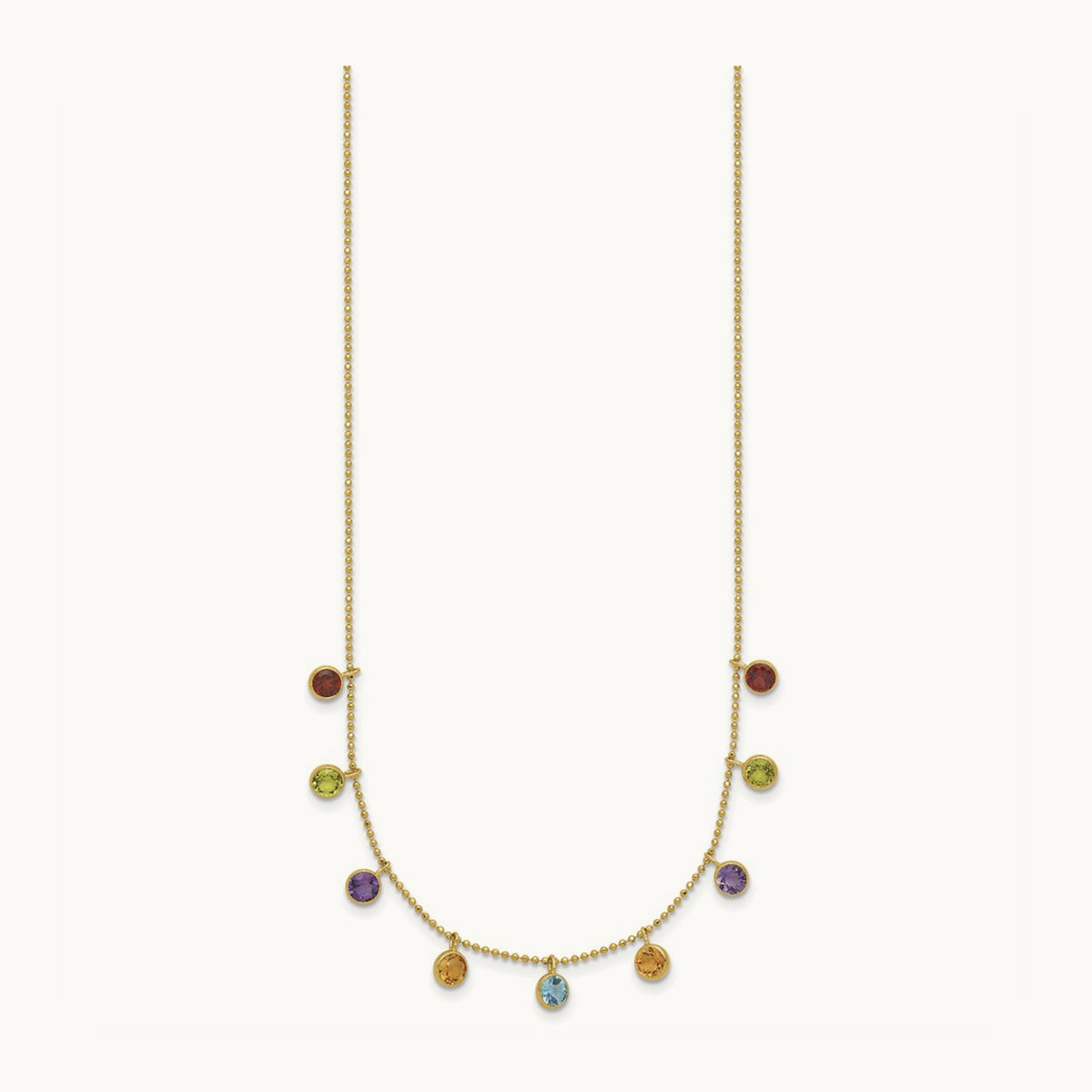 Multi-color Gemstone Necklace 16\ w/ 2in ext.", 14K