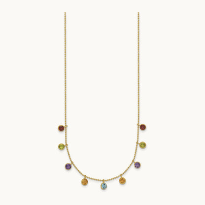 Multi-color Gemstone Necklace 16\ w/ 2in ext.", 14K