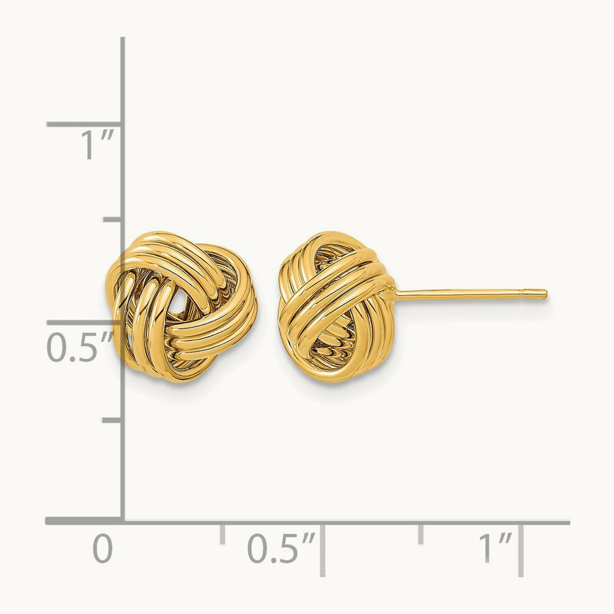 Polished Triple Love Knot Post Earrings — 14K Yellow Gold
