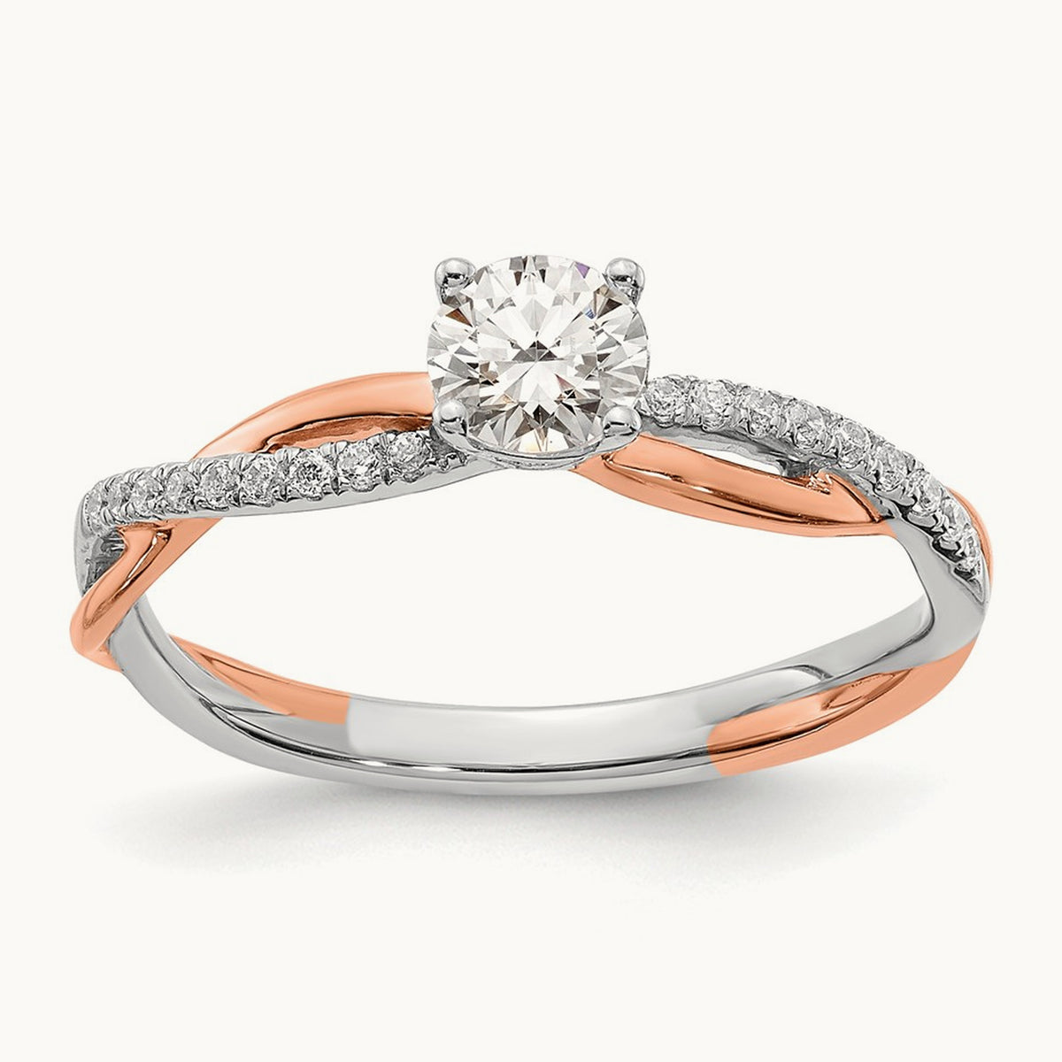 And Rose Gold Semi-Mount Engagement Ring, 0.10 ct tw