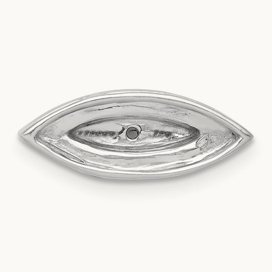 Diamond and Sapphire Evil Eye Chain Slide, 14K White Gold