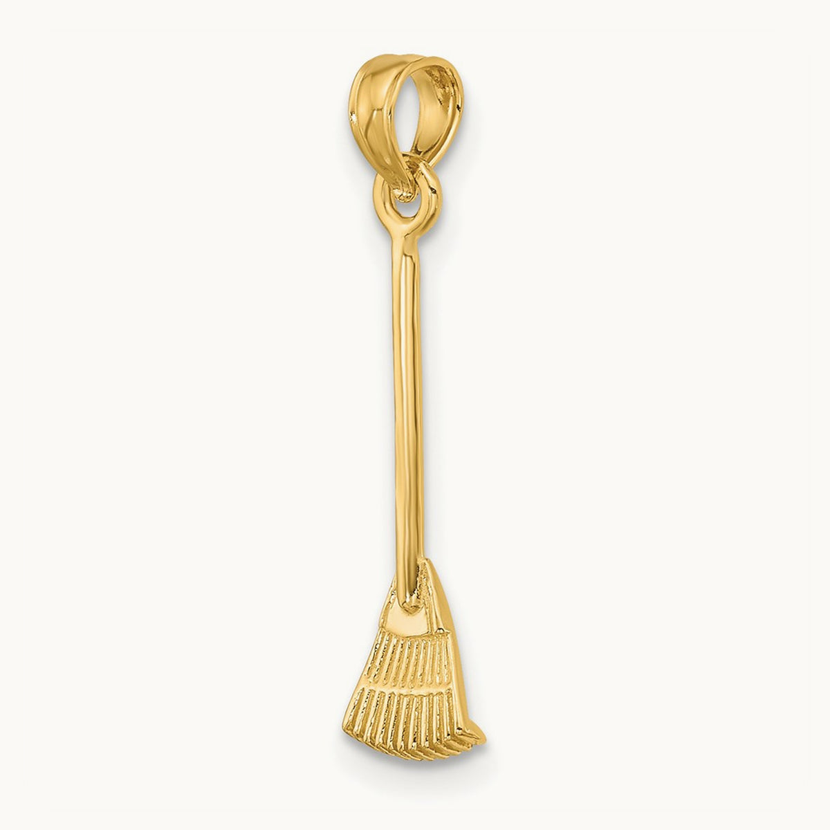 3-D Leaf Rake Garden Tool Charm, 14K