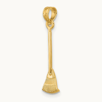 3-D Leaf Rake Garden Tool Charm, 14K