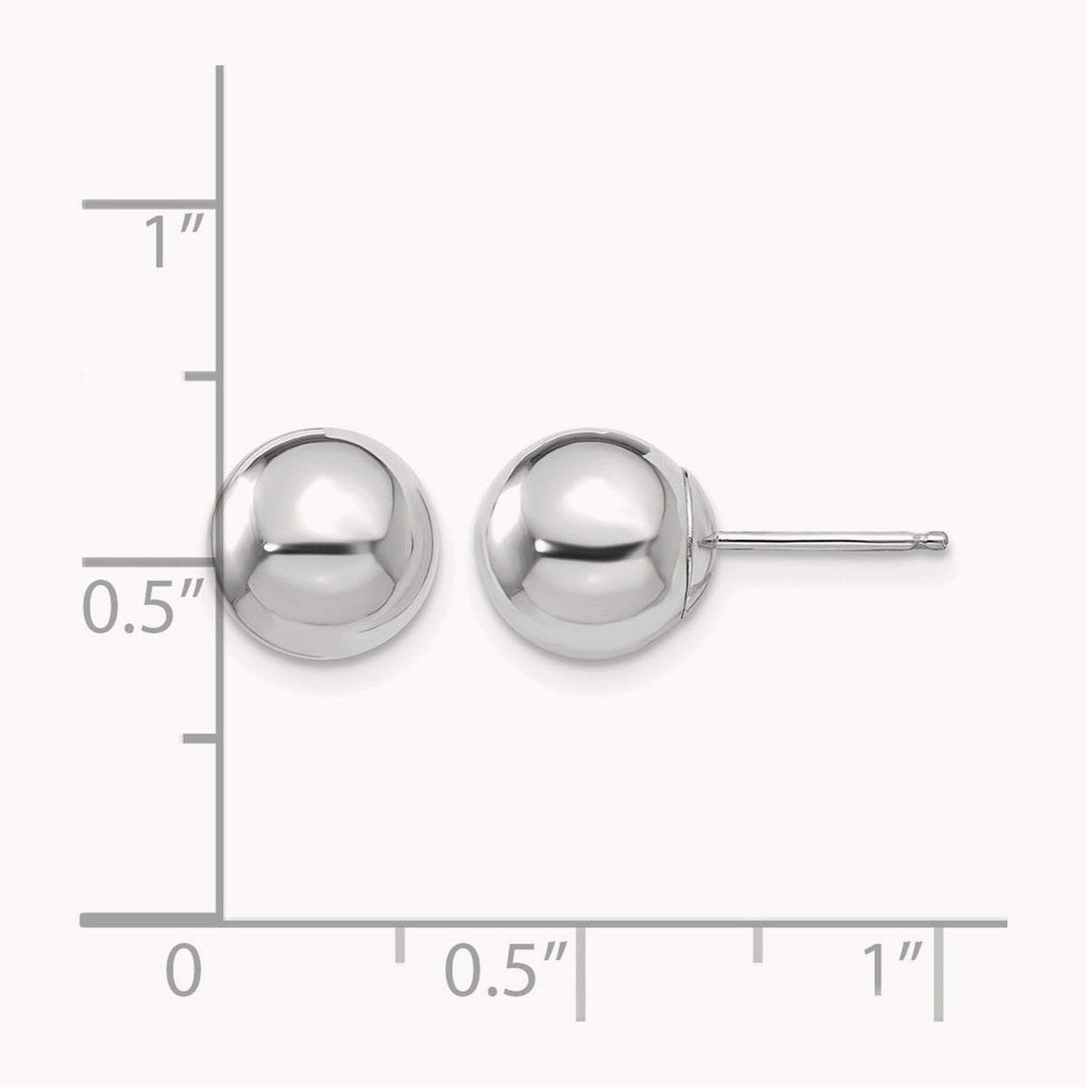Polished Ball Post Earrings — 14K White Gold, 8mm