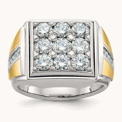 IBGoodman Men's Polished Diamond Square Cluster Ring, 14K Two-tone