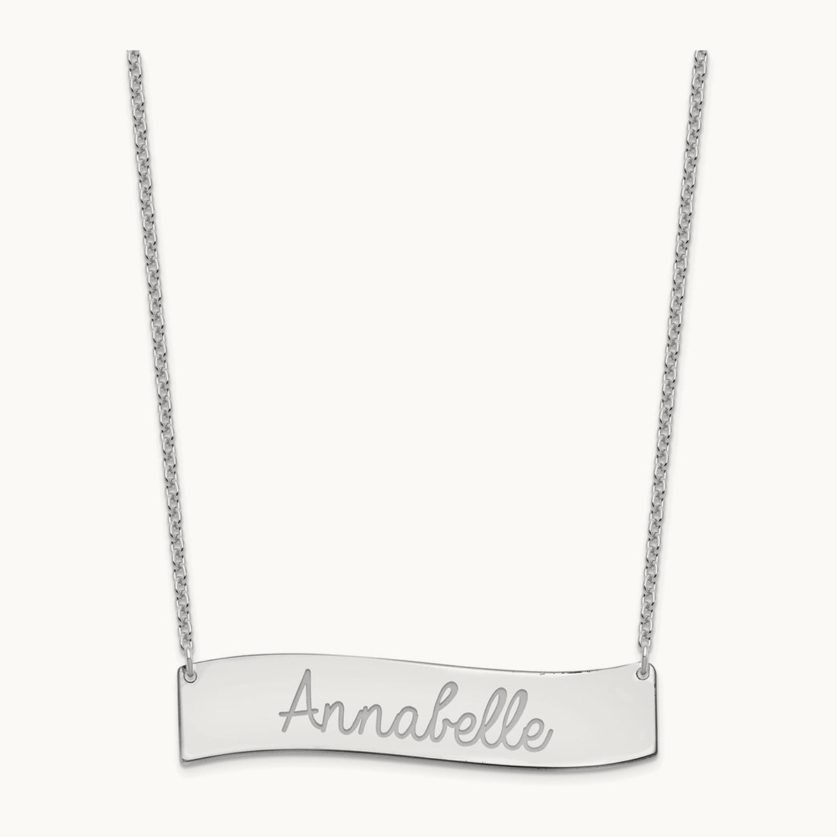 SS/Rhodium-plated Medium ALWAYS IN MY HEART Curved Bar Necklace