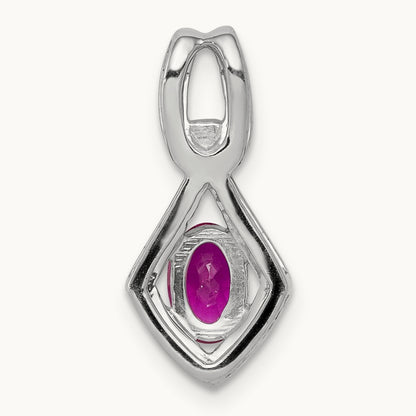 Diamond and .62 Oval Ruby Pendant, 14K White Gold