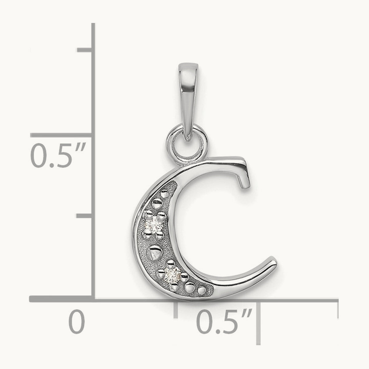 Diamond Letter C Initial Pendant, 14K White Gold
