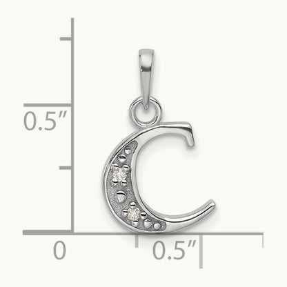 Diamond Letter C Initial Pendant, 14K White Gold