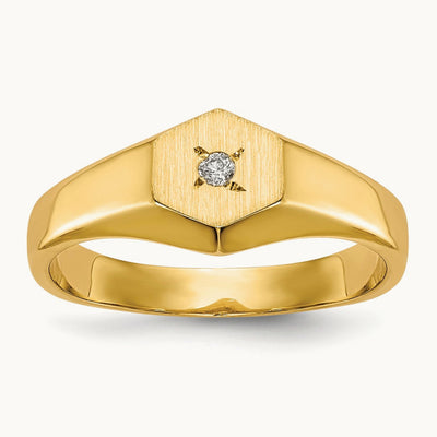 Child's AA Diamond Open Back Signet Ring, 14K