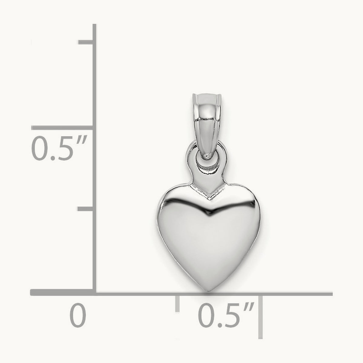 Polished 3D Heart Pendant — 14K White Gold