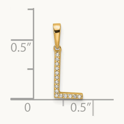 Diamond Letter L Initial Pendant, 14K