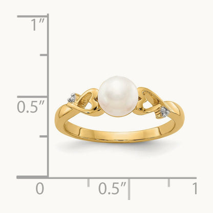 Diamond and Freshwater Cultured Pearl Heart Ring, 14K