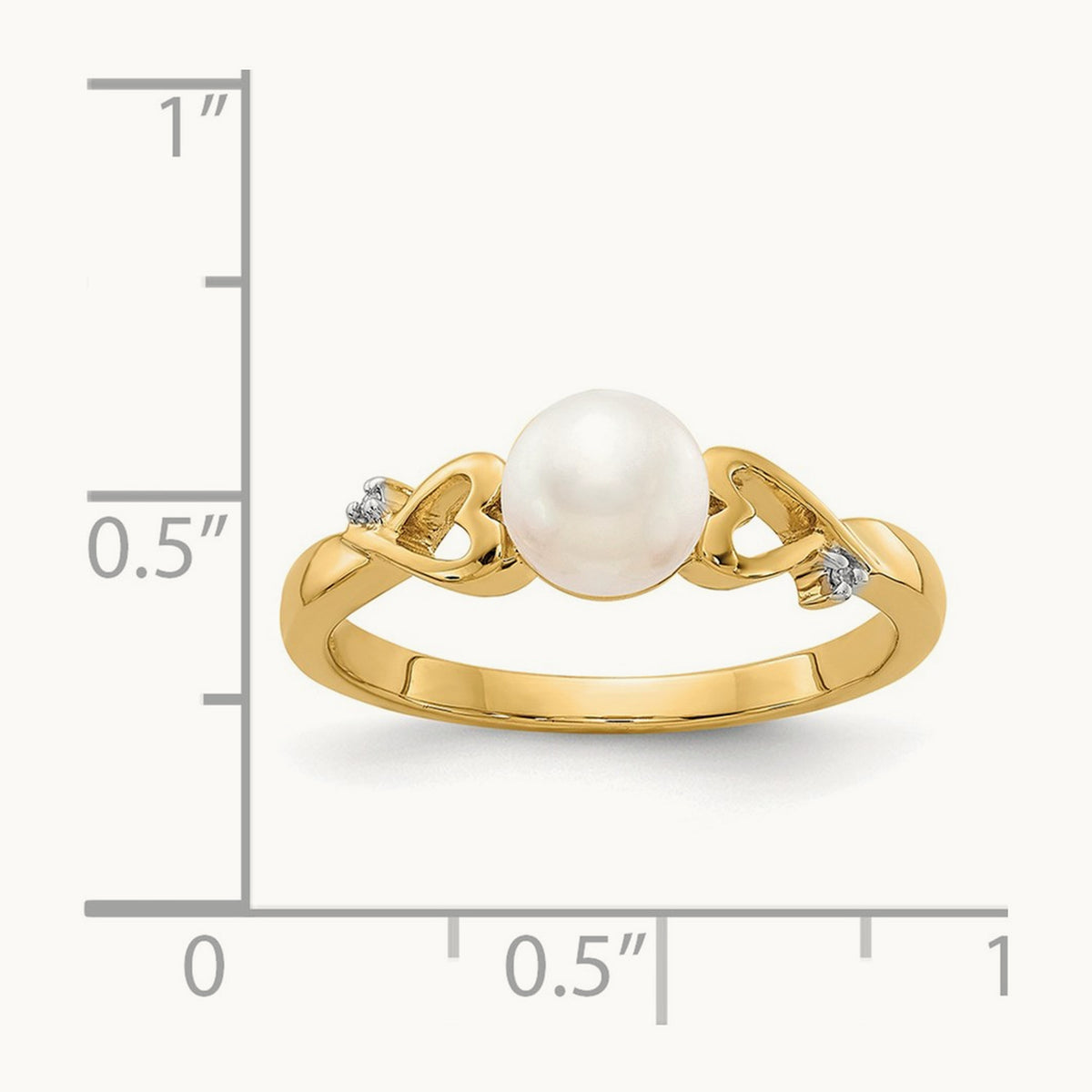 Diamond and Freshwater Cultured Pearl Heart Ring, 14K