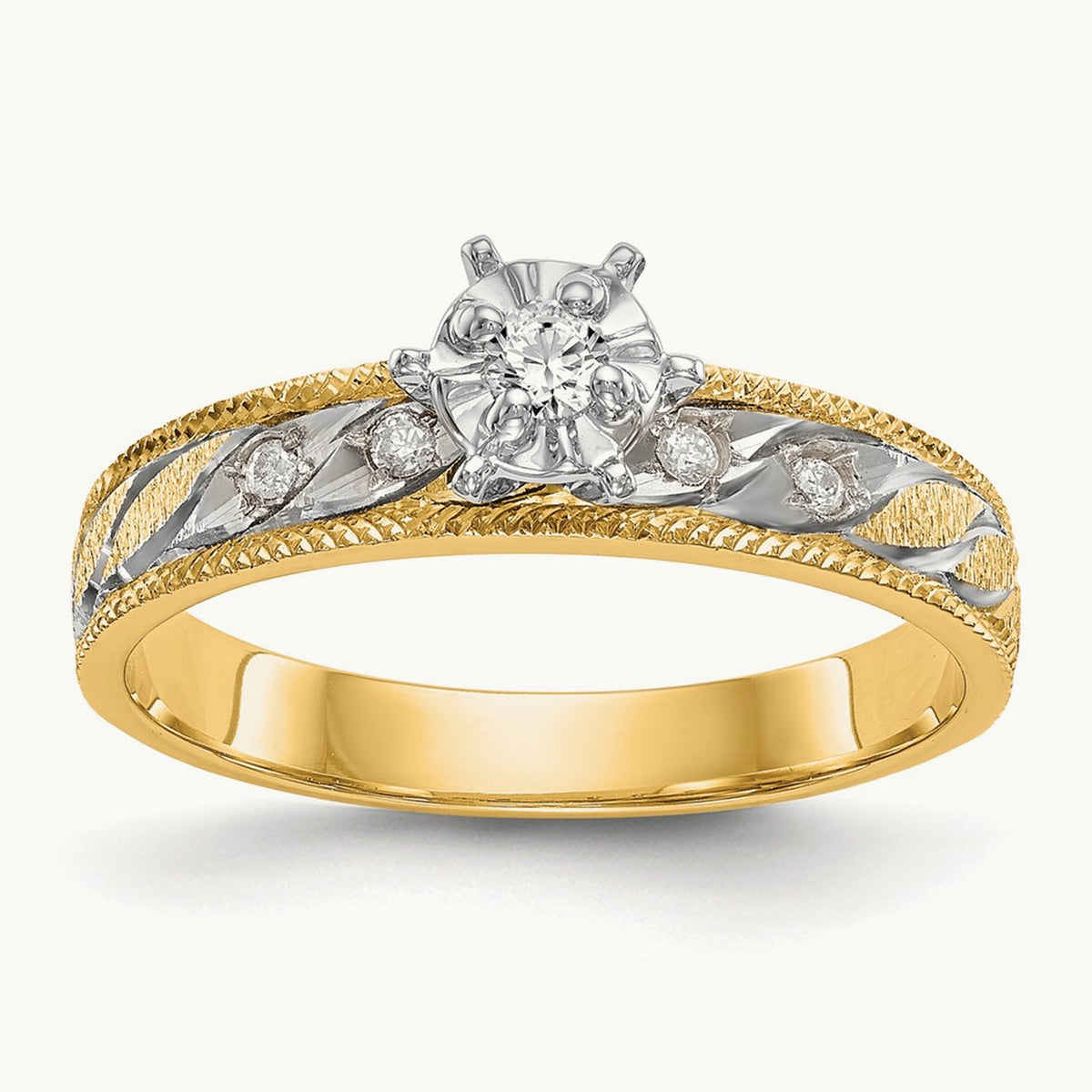 AA Quality Trio Complete Engagement Ring, 14K