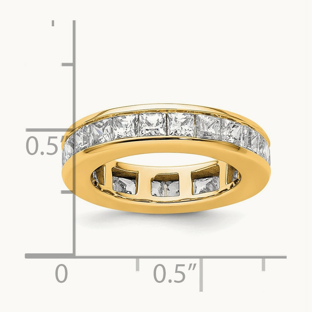 Polished Princess Channel Set Diamond Eternity Band, 3.00 ct tw — 14K Yellow Gold