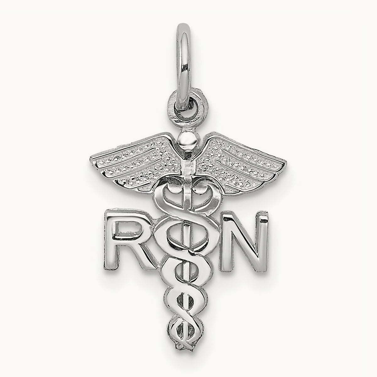 RN Charm, 14K White Gold