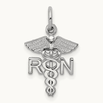 RN Charm, 14K White Gold